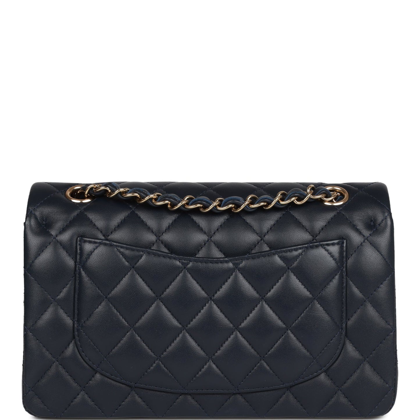 Small Classic Double Flap Navy Lambskin Light Gold Hardware