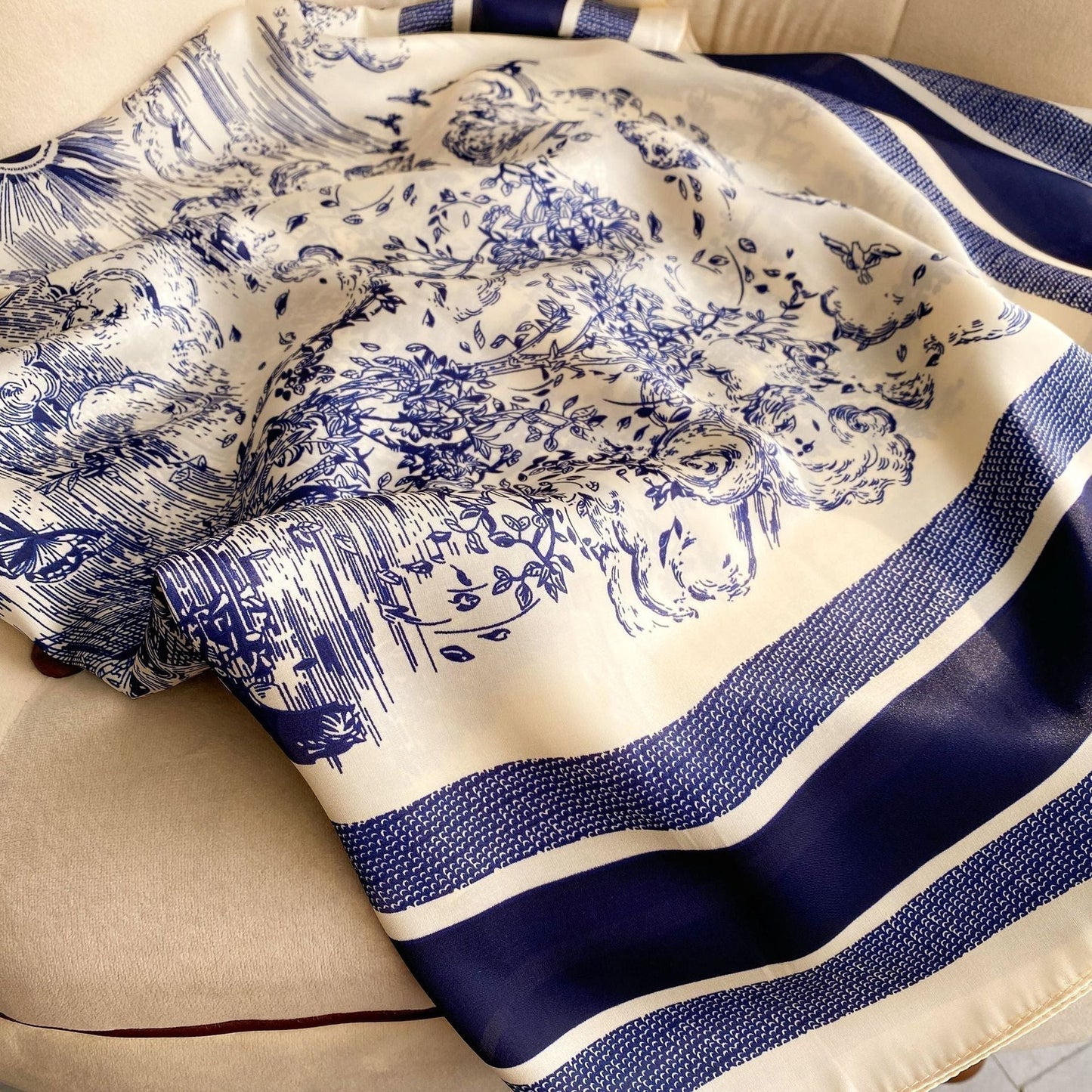 All-match plain silk scarf