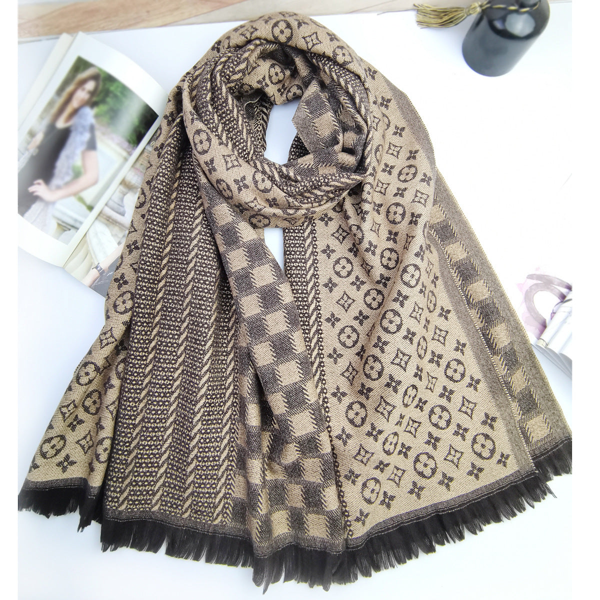 Winter cashmere FF letter scarf