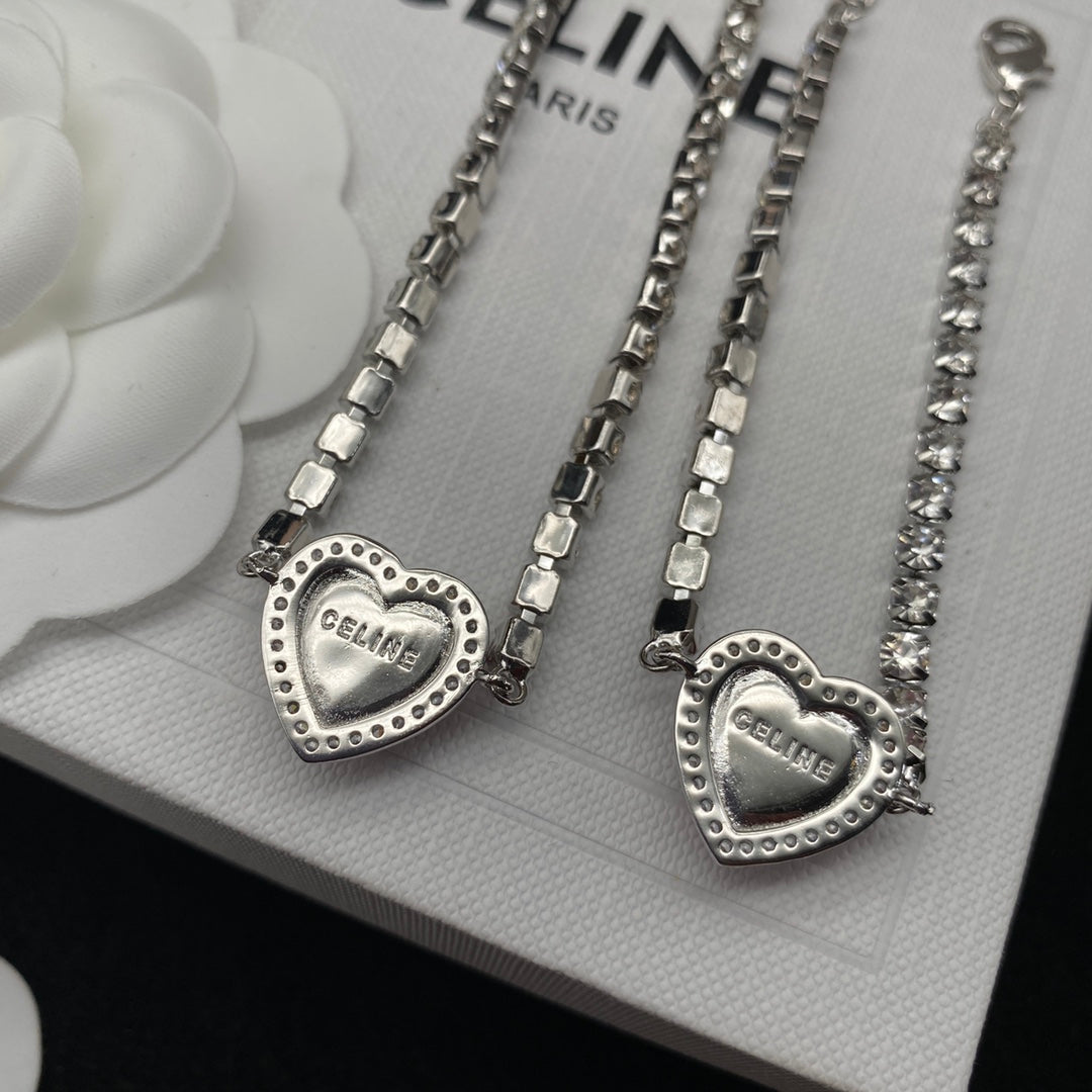 Love Necklace and Bracelet and Stud Earrings