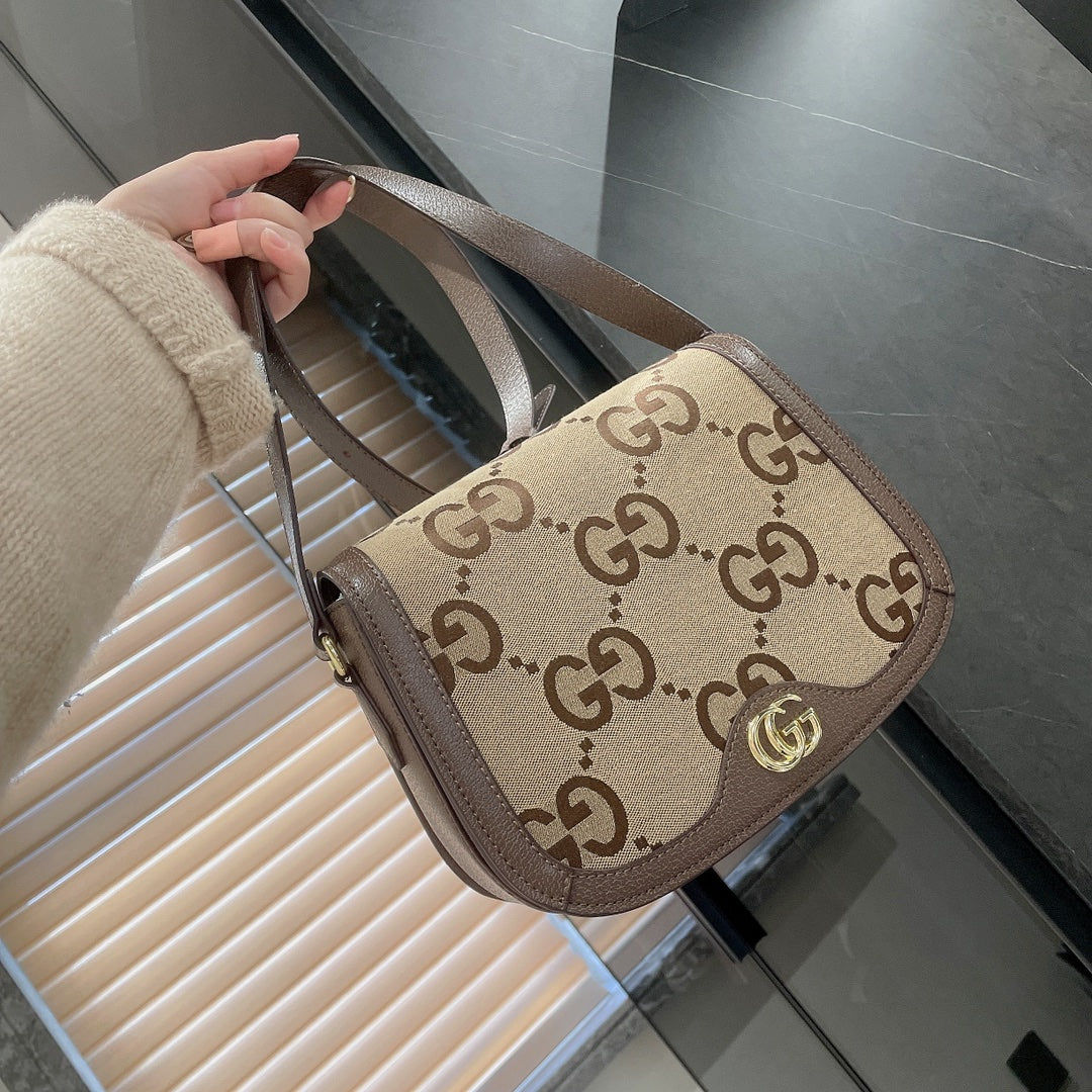 Stylish Printed Double G Letter Handbag