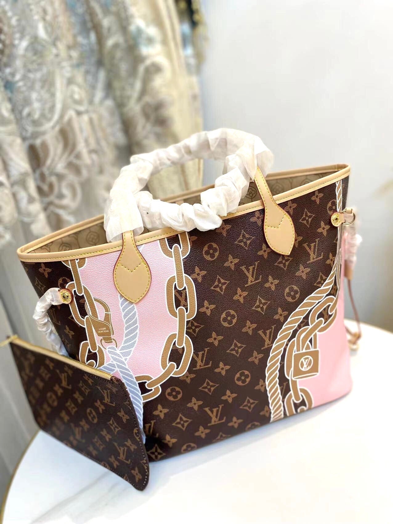 Fashion four-leaf clover check chain print hand shoulder bag