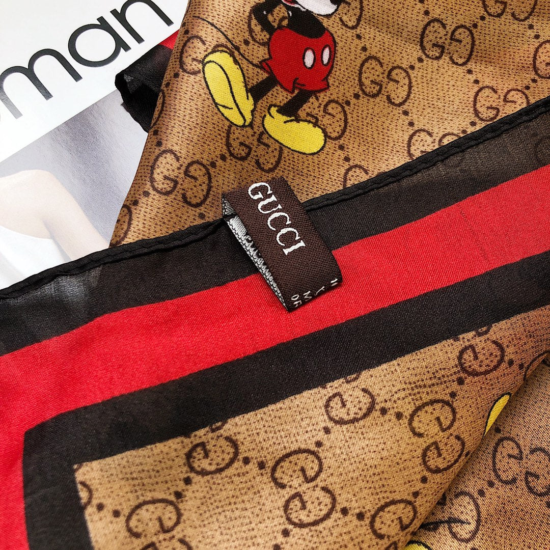 Fashion GG Mickey Mouse printed silk scarf