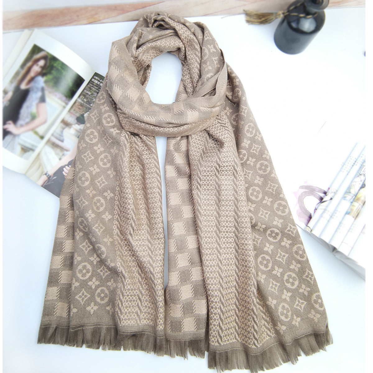 Winter cashmere FF letter scarf