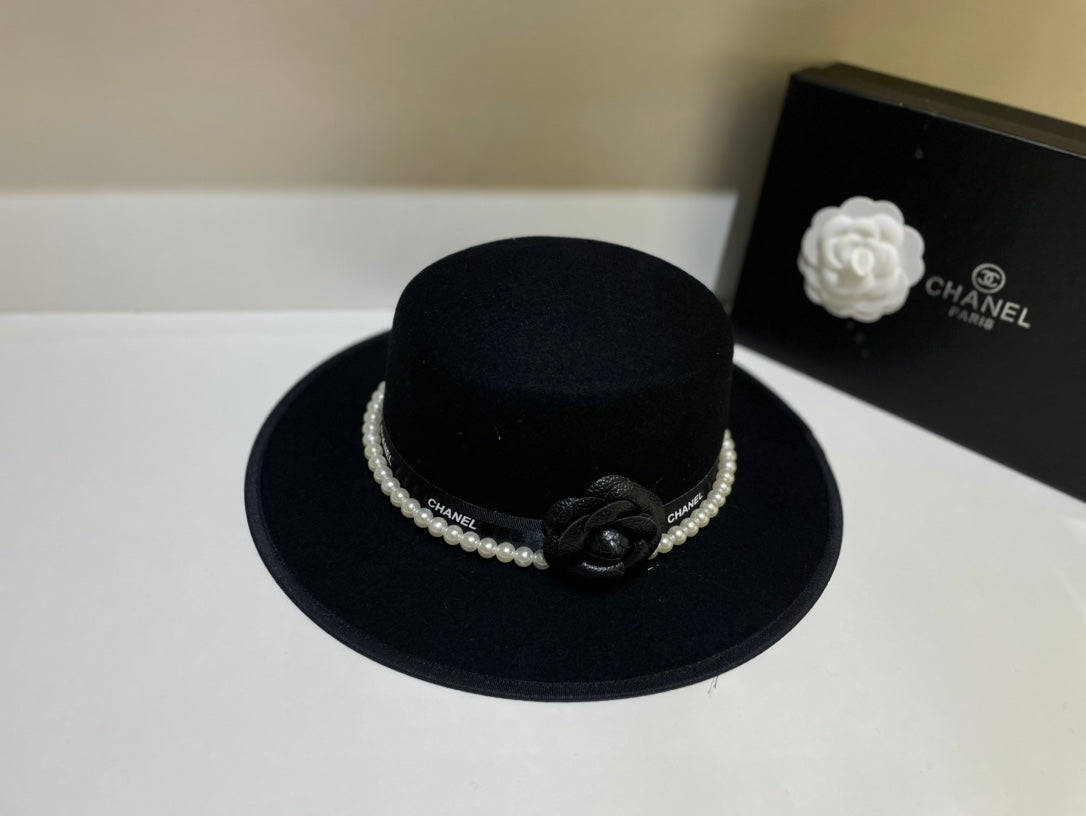 Camellia Wool Flat Top Hat