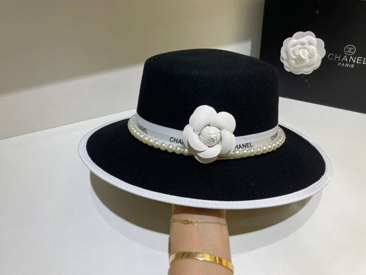 Camellia Wool Flat Top Hat