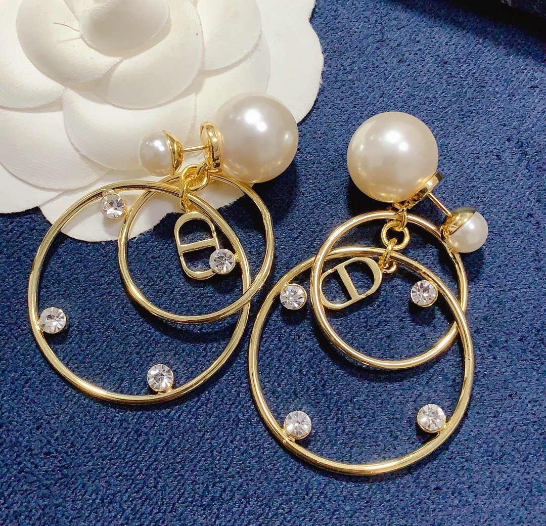 Pearl Double Ring 925 Silver Needle Earrings