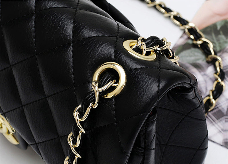 Fashion Leather Ringer Lock Catch Single Shoulder Crossbody Bag Handbag