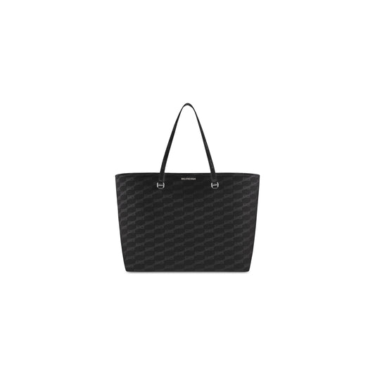 SIGNATURE LARGE EAST-WEST SHOPPER BAG BB MONOGRAM COATED CANVAS IN BLACK