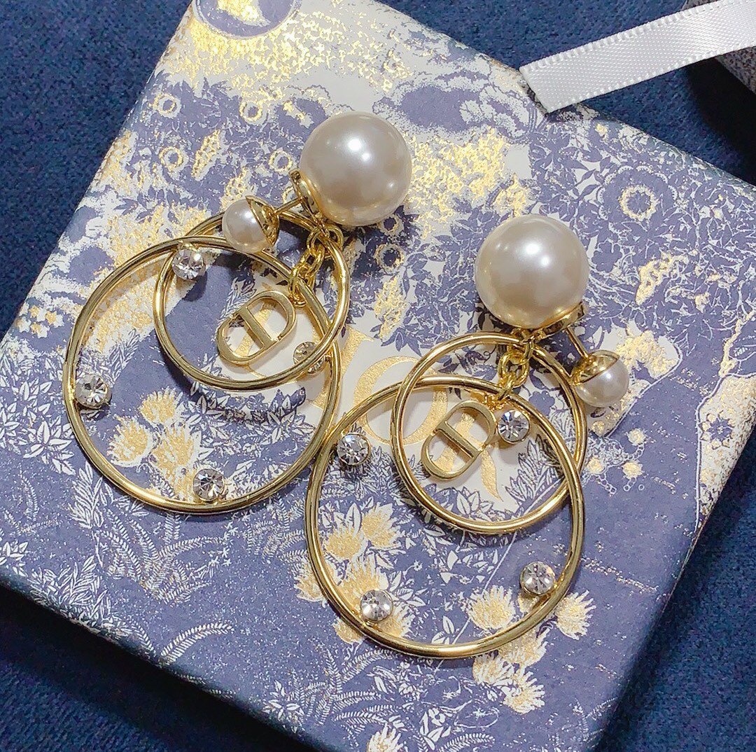 Pearl Double Ring 925 Silver Needle Earrings