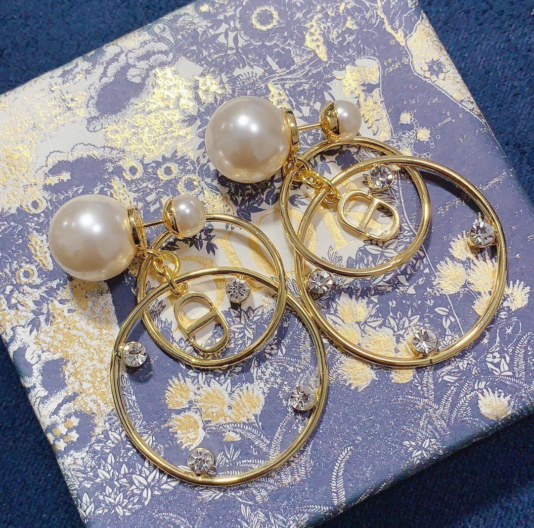 Pearl Double Ring 925 Silver Needle Earrings