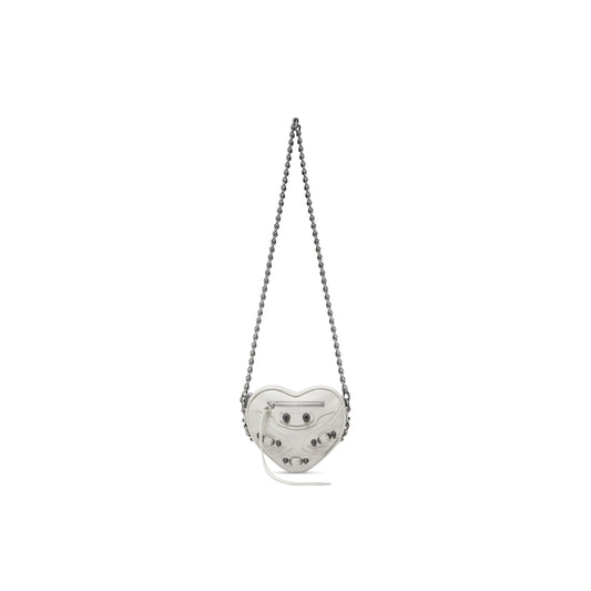 WOMEN'S LE CAGOLE HEART MINI BAG IN OPTIC WHITE