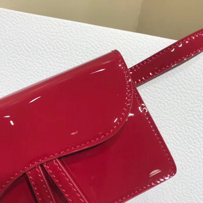 Saddle Belt Bag In Red Patent Leather