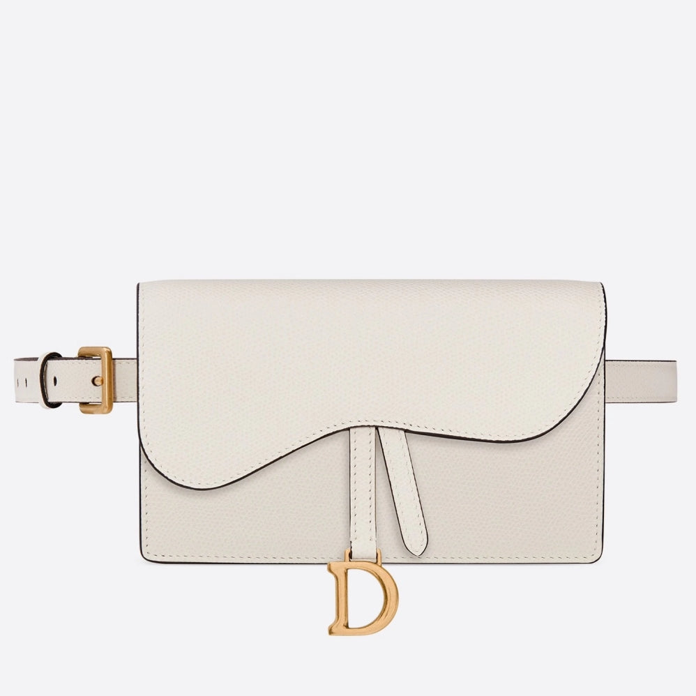 White Calfskin Saddle Belt Bag