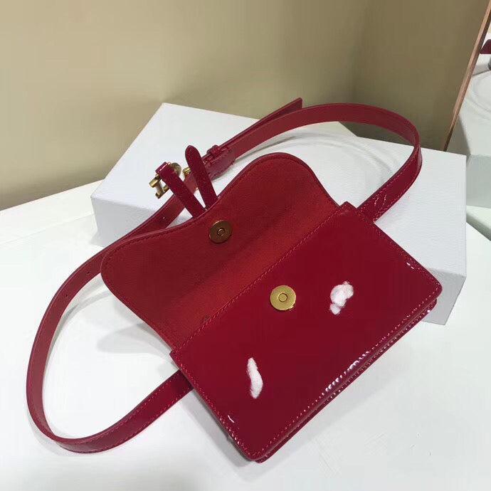 Saddle Belt Bag In Red Patent Leather