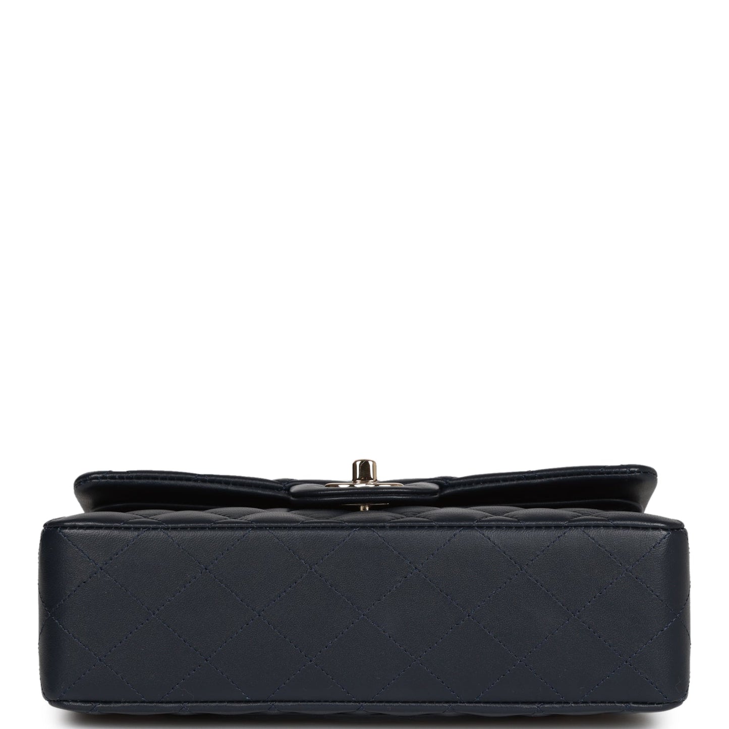 Small Classic Double Flap Navy Lambskin Light Gold Hardware