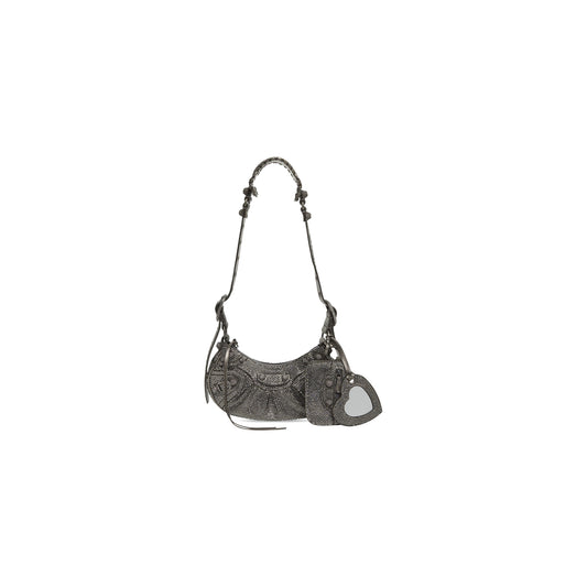 WOMEN'S LE CAGOLE XS SHOULDER BAG WITH RHINESTONES IN GREY