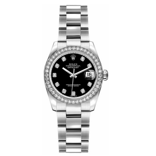 Luxury Lady-Datejust 26 Black Dial Women's Watch 179384-0002