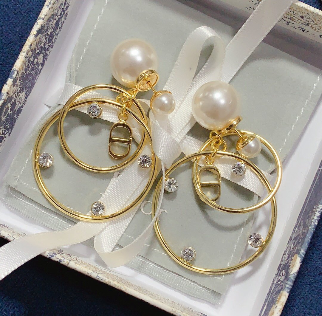 Pearl Double Ring 925 Silver Needle Earrings