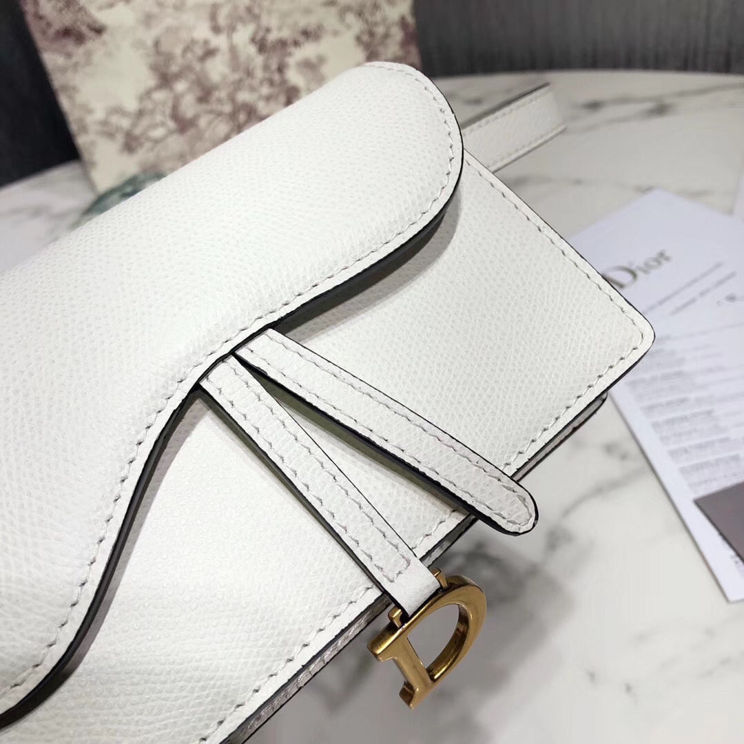 White Calfskin Saddle Belt Bag