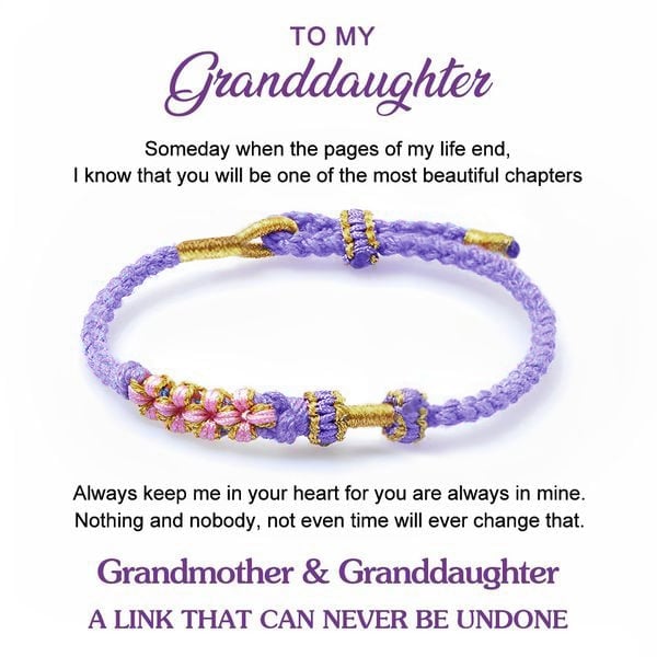 🎁Last Day 49%--For Granddaughter - 💞Grandmother And Granddaughter A Link That Can Never Be Undone Peach Blossom Knot Bracelet🌸