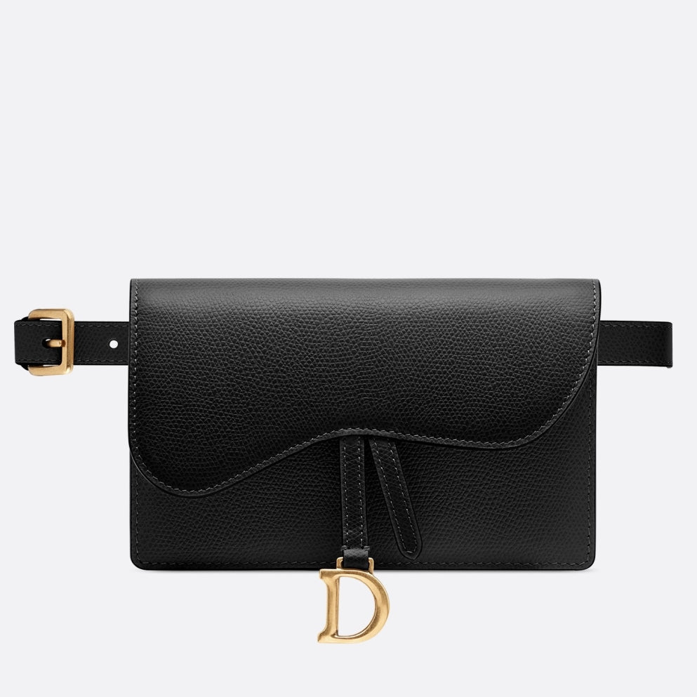 Black Calfskin Saddle Belt Bag