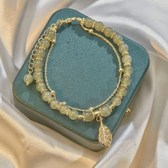 🔥Last Day Promotion 48% OFF💞hetian jade gold leaf bracelet