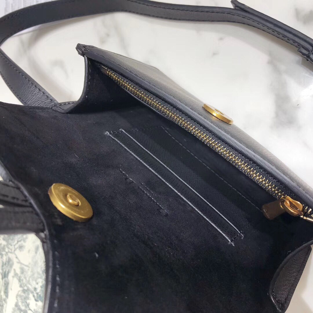 Black Calfskin Saddle Belt Bag