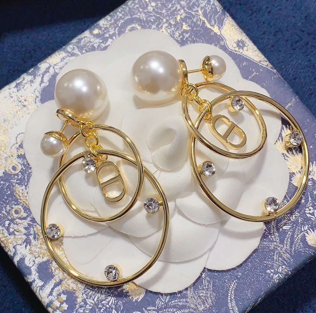 Pearl Double Ring 925 Silver Needle Earrings