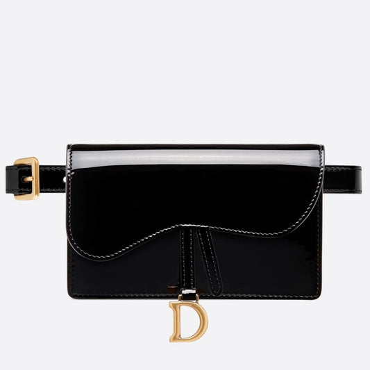 Saddle Belt Bag In Black Patent Leather