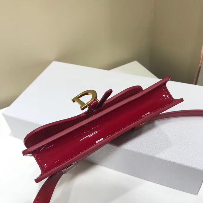 Saddle Belt Bag In Red Patent Leather