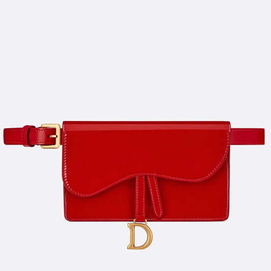 Saddle Belt Bag In Red Patent Leather