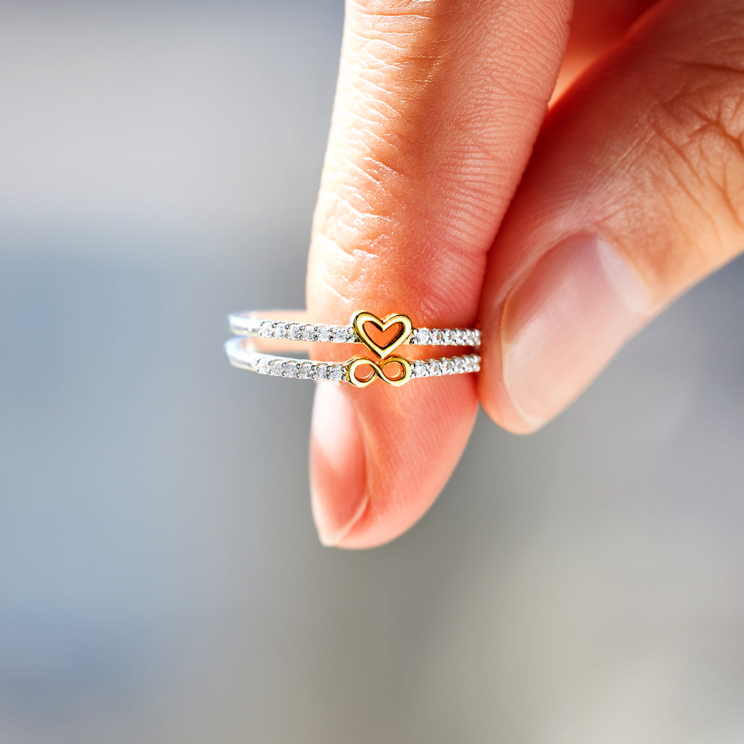 I'll Love You Forever Infinity Heart Ring Set