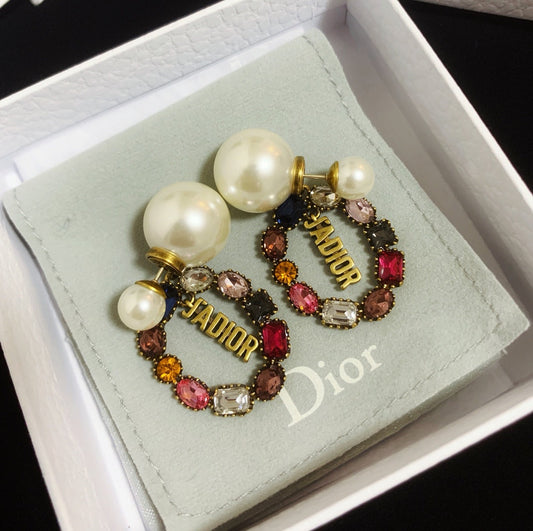 Luxury colored diamond pearl earrings