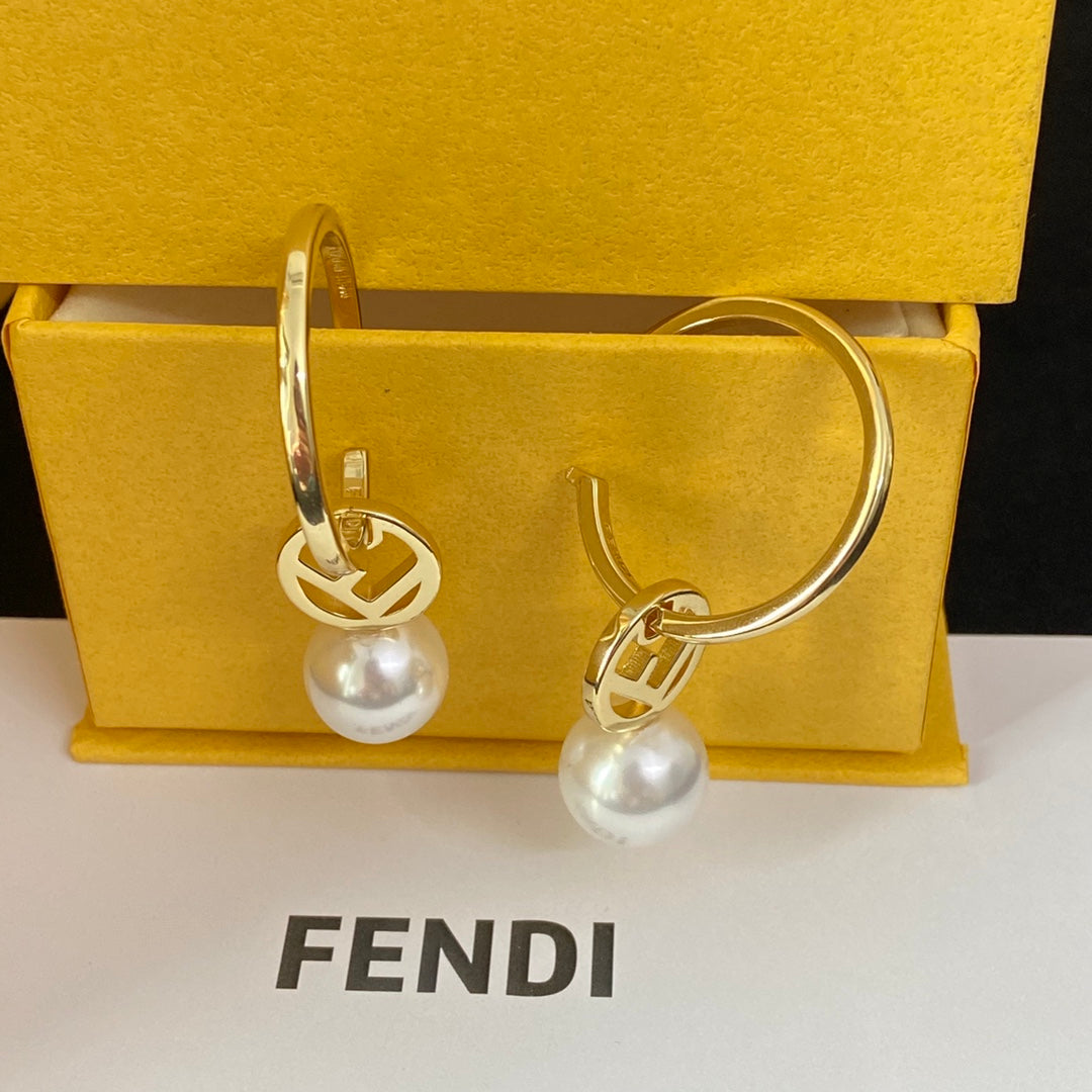 New brass pearl dangle earrings