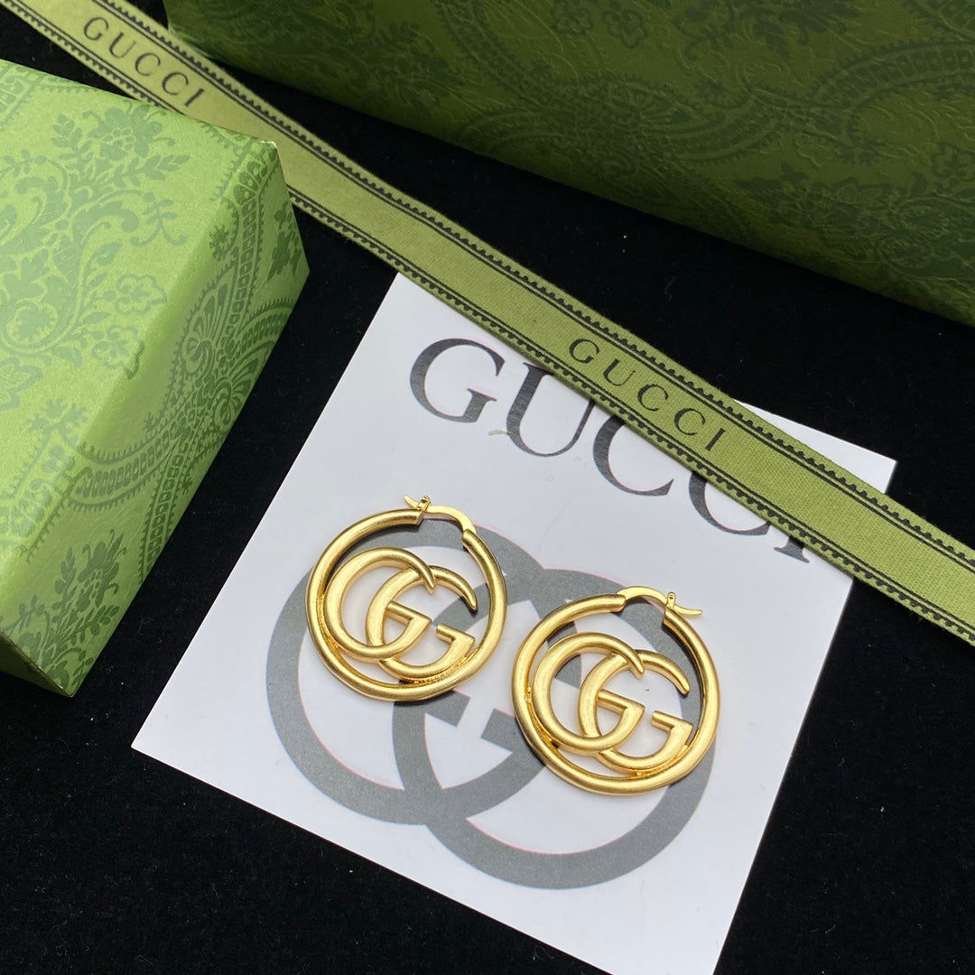 Luxury Brass GG Hollow Earrings