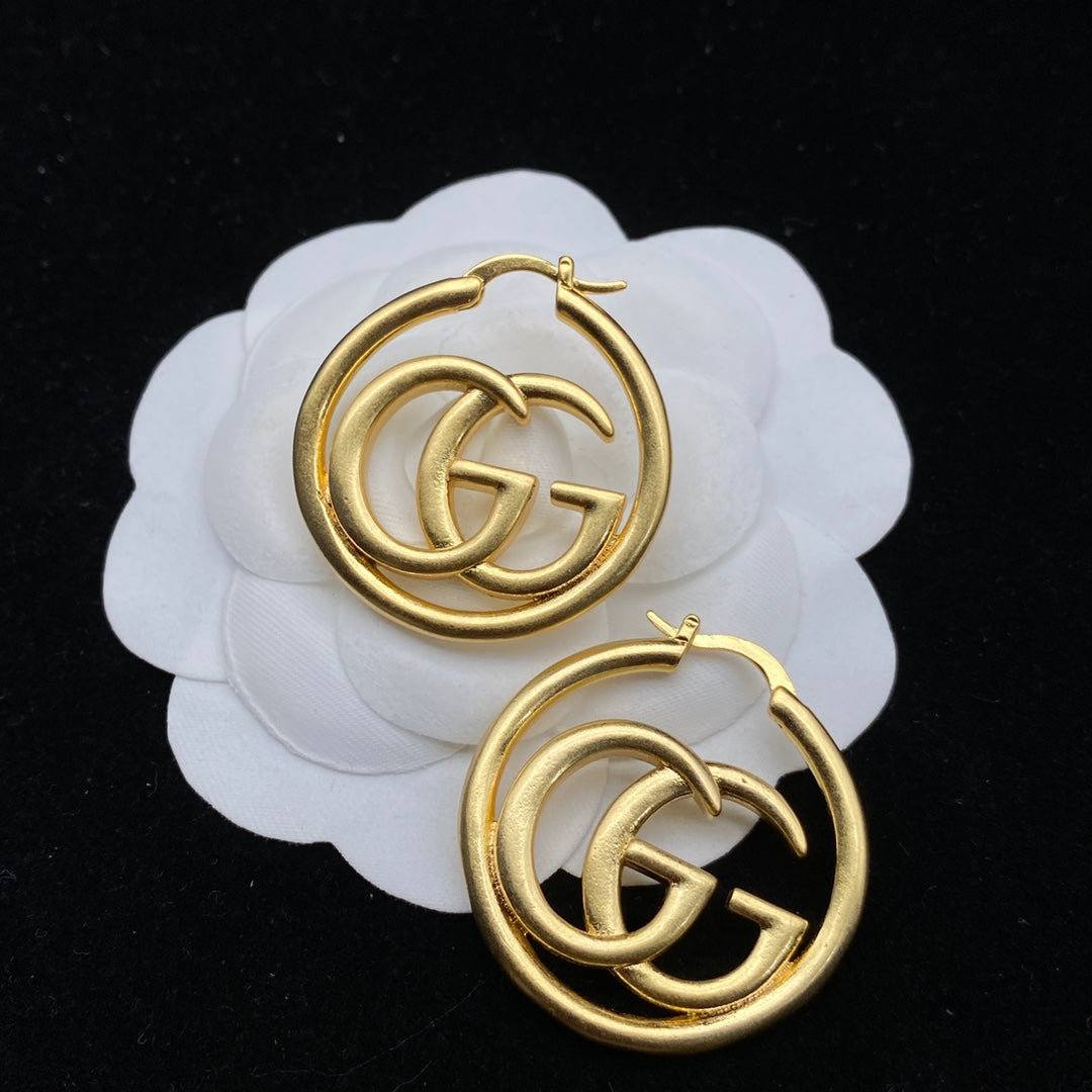 Luxury Brass GG Hollow Earrings