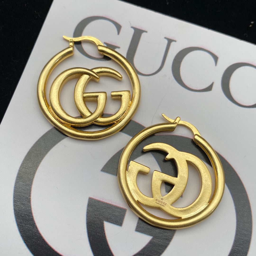 Luxury Brass GG Hollow Earrings